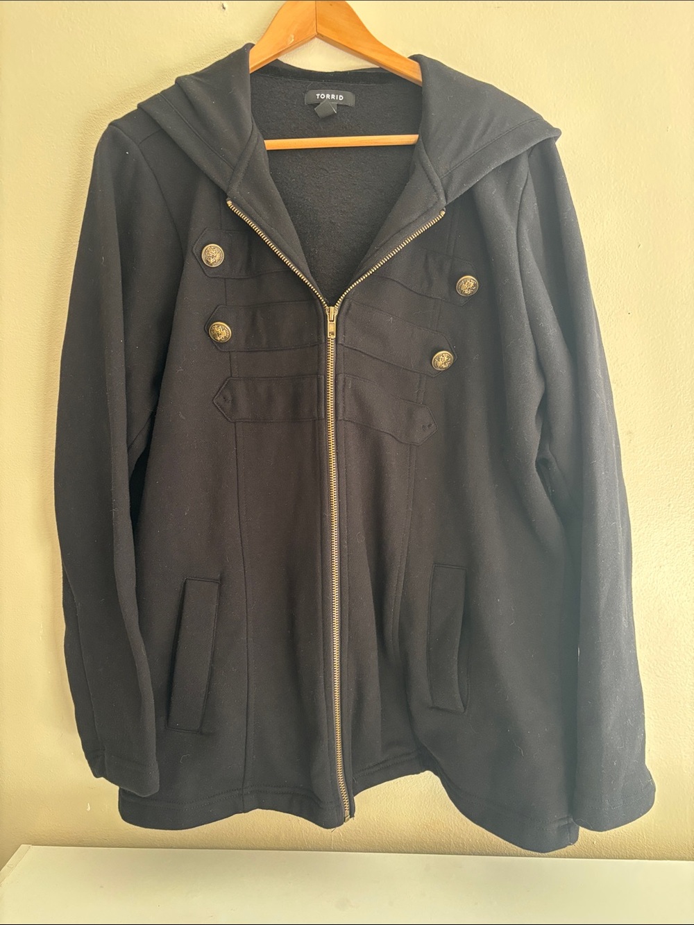 torrid Black Hooded Military-Style Pea Coat